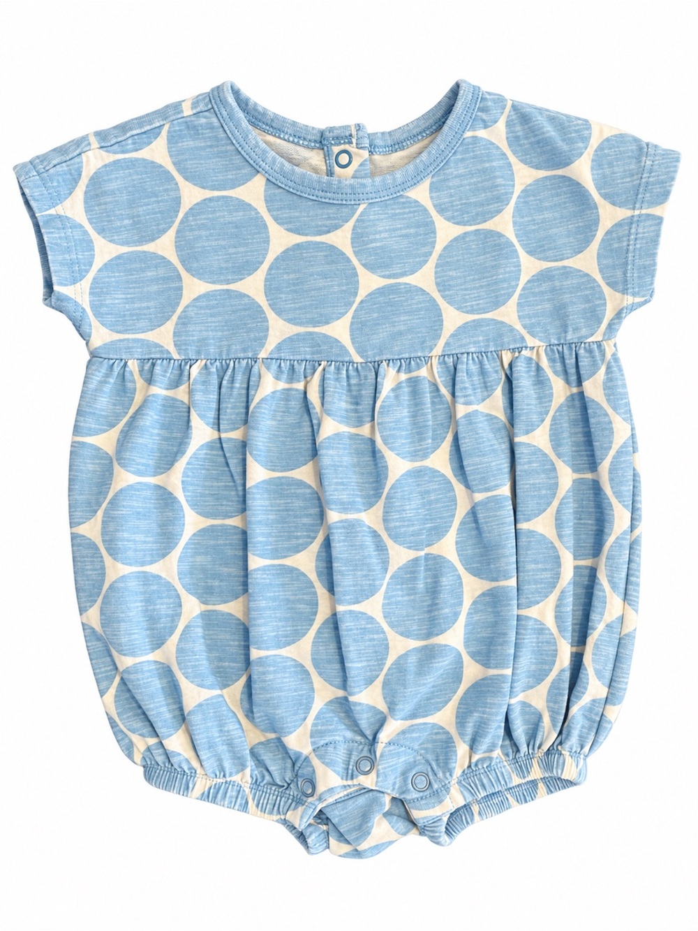 Primary Blue Oversized Polka Dot Bubble Romper 0-3M